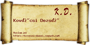 Kovácsi Dezső névjegykártya